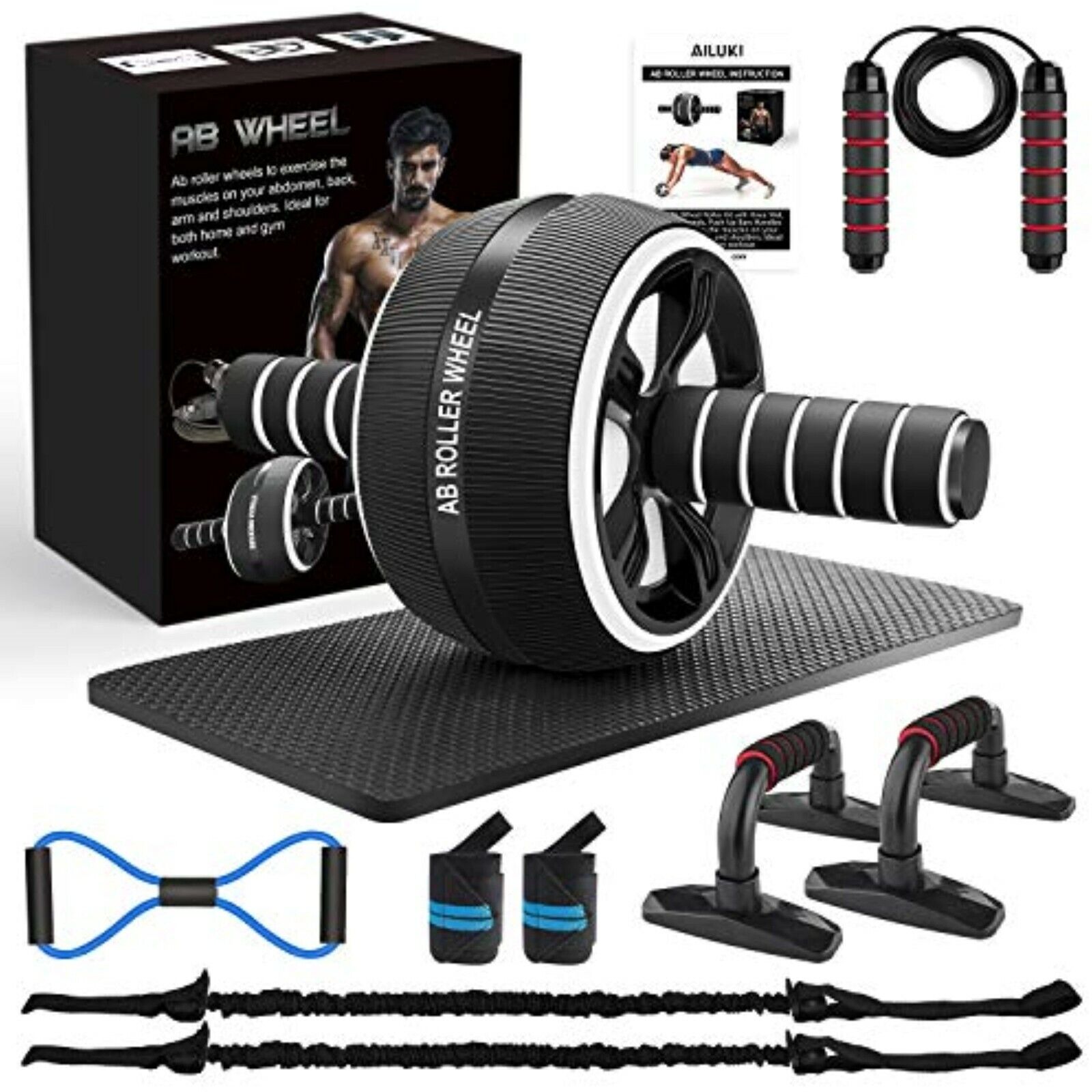 NEU Bauchmuskeltrainer Abdominal Bauchroller Bauchtrainer Springseil Bauchmuskel