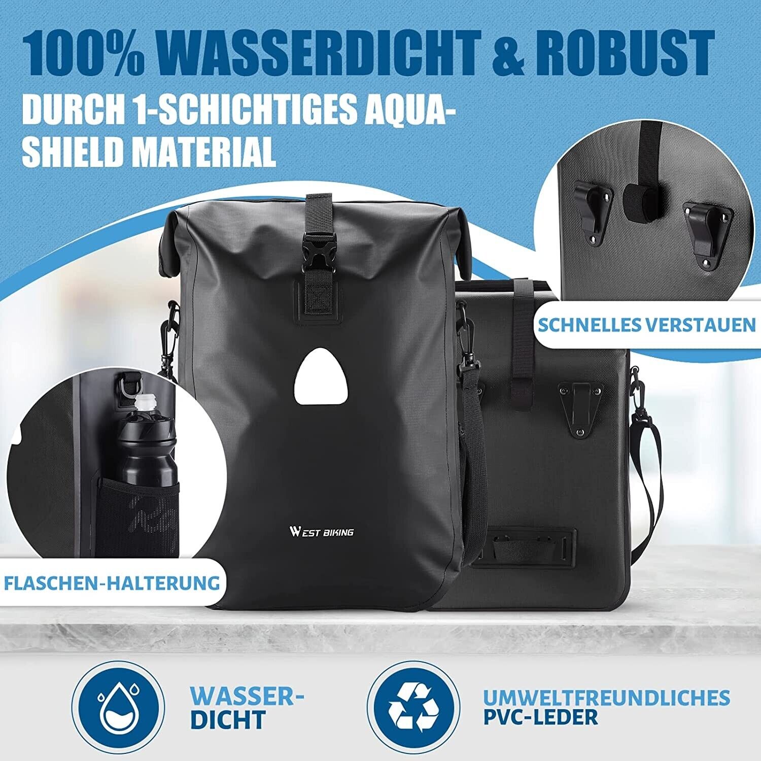 Bicycle bag waterproof single 18 liters wire black bicycle bag bike case