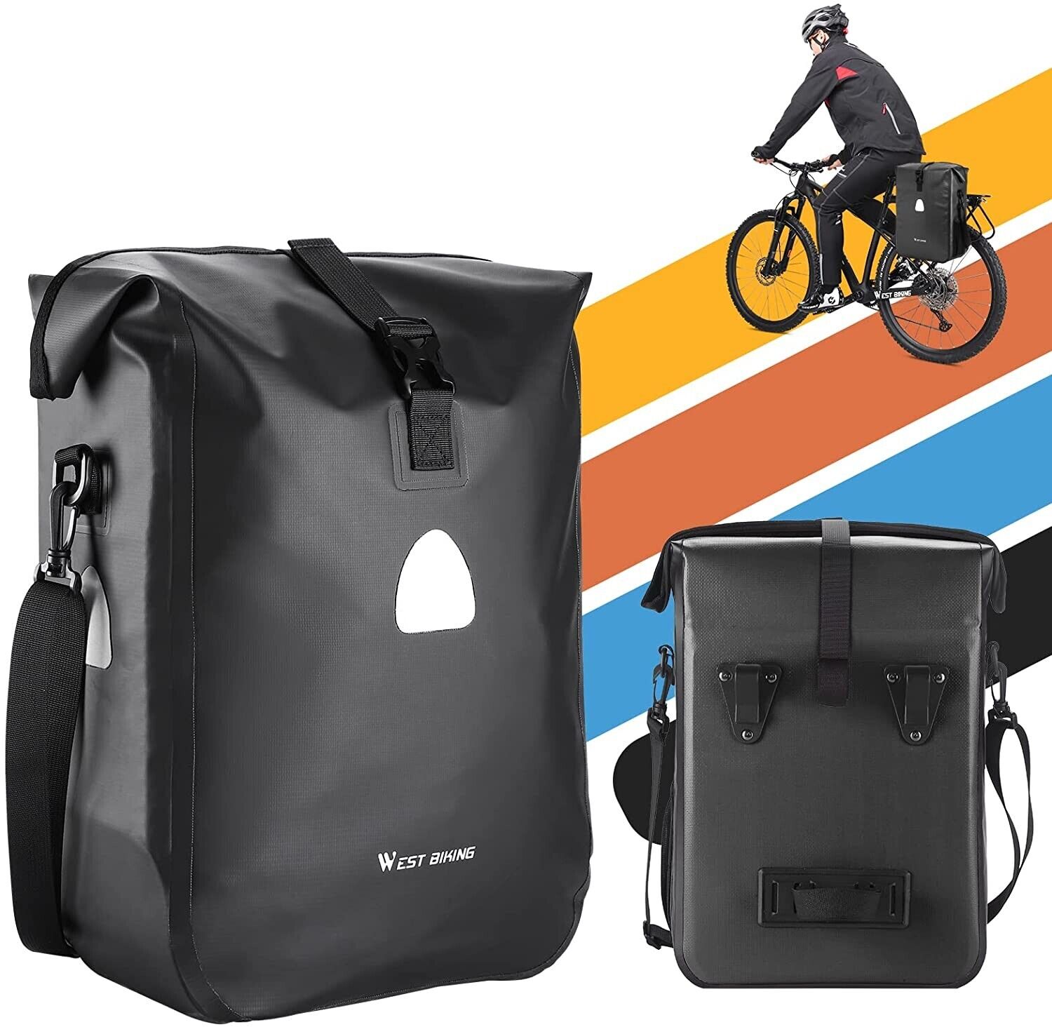 Bicycle bag waterproof single 18 liters wire black bicycle bag bike case