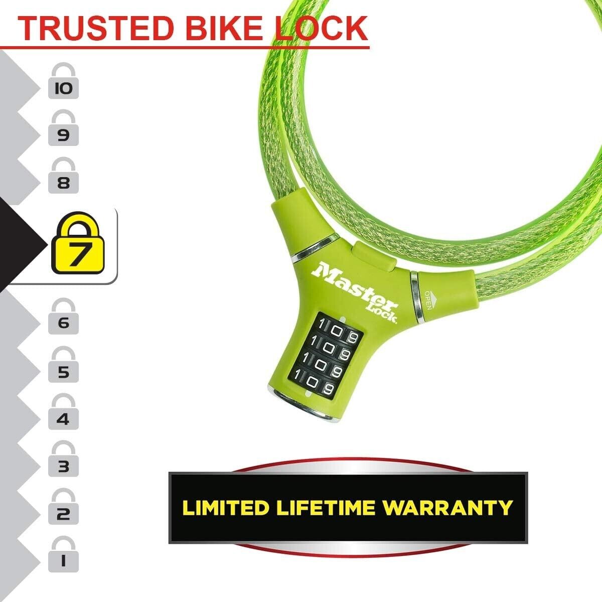 Fahrradschloss 90cm Stahlkabel Zahlenschloss Kabelschloss Wetterfest Grün NEU