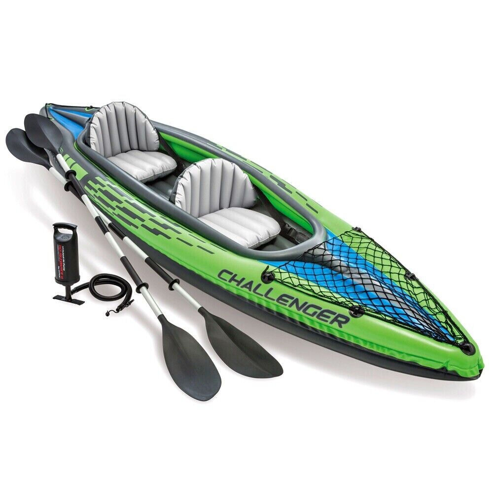 INTEX Complete Set Challenger K2 Kayak Inflatable Boat + Paddle + Pump 2 Persons