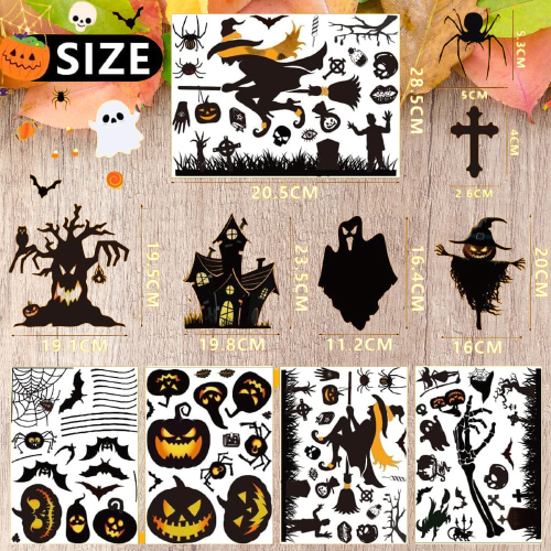 Halloween Window Pictures Double-Sided Decorative Stickers Reusable Tattoo New