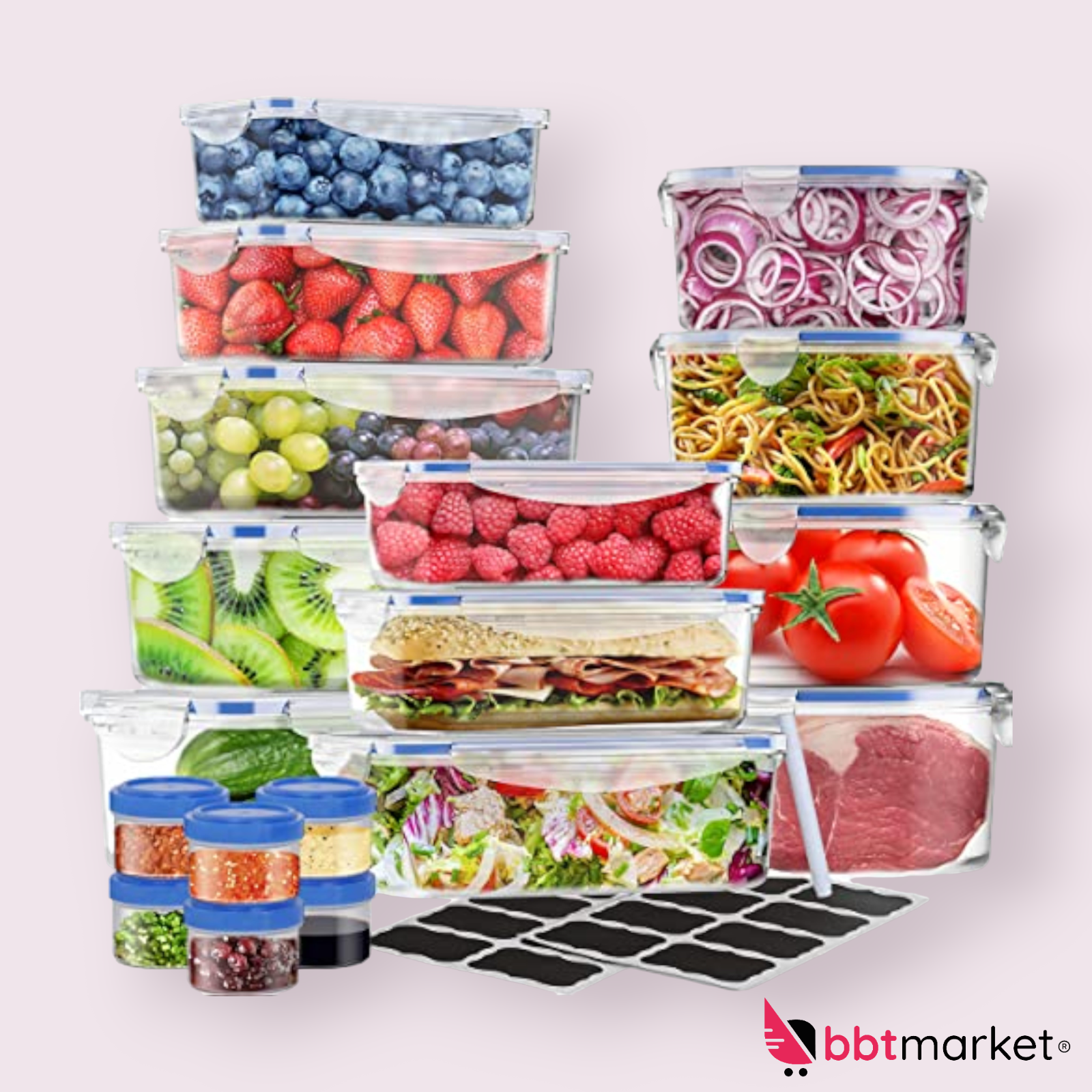 36pc Set Vorrats-Dosen Frischhalte-Dosen mit Deckel Gefrier-Dose Brot BPA-Frei