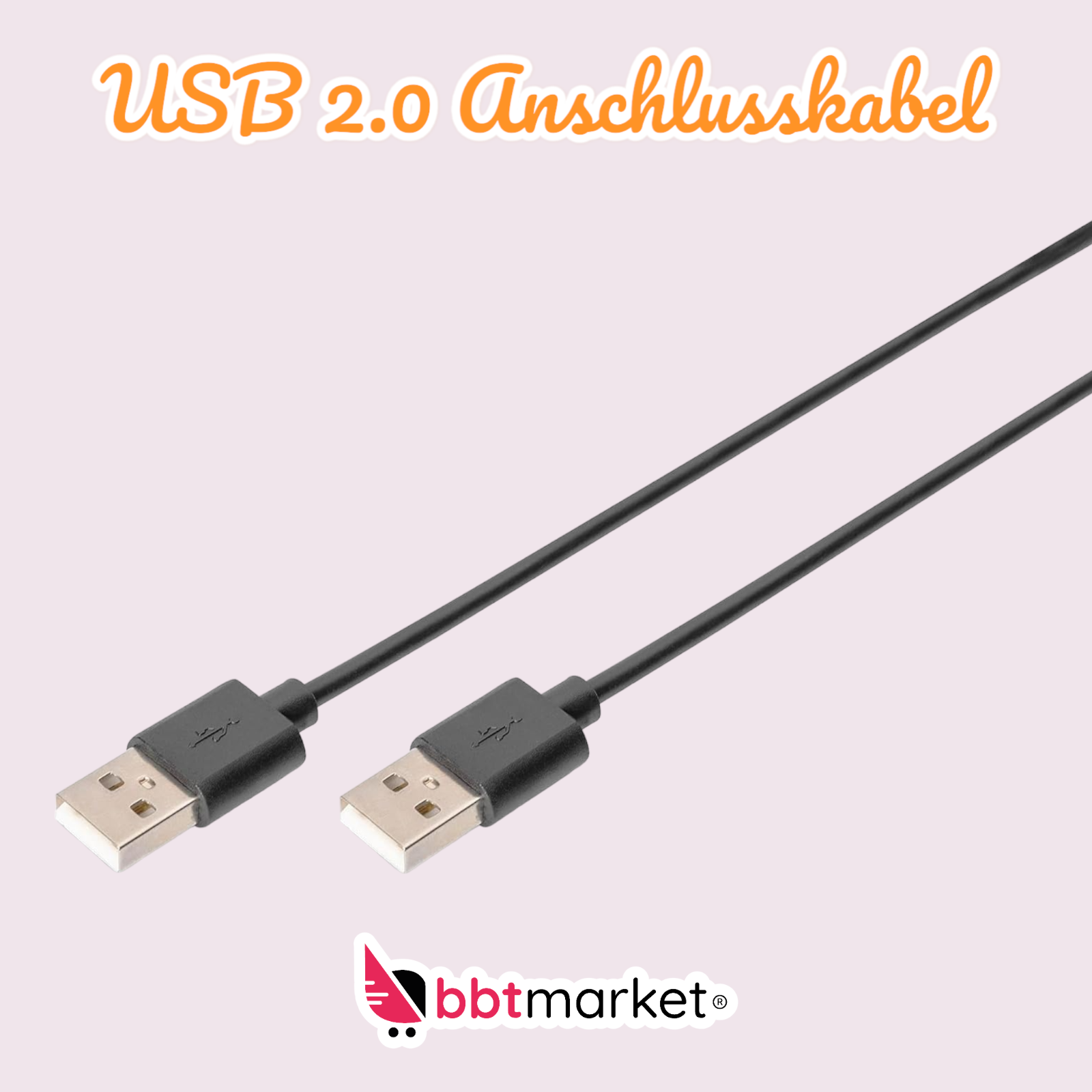 DIGITUS USB 2.0 connection cable-1.8m-USB A to USB A (M)-480 Mbit/s-Compatible