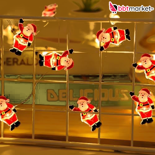 Lichterkette innen batterie,2m 20led Weihnachtsmann Weihnachtsdeko Lichtervorhan