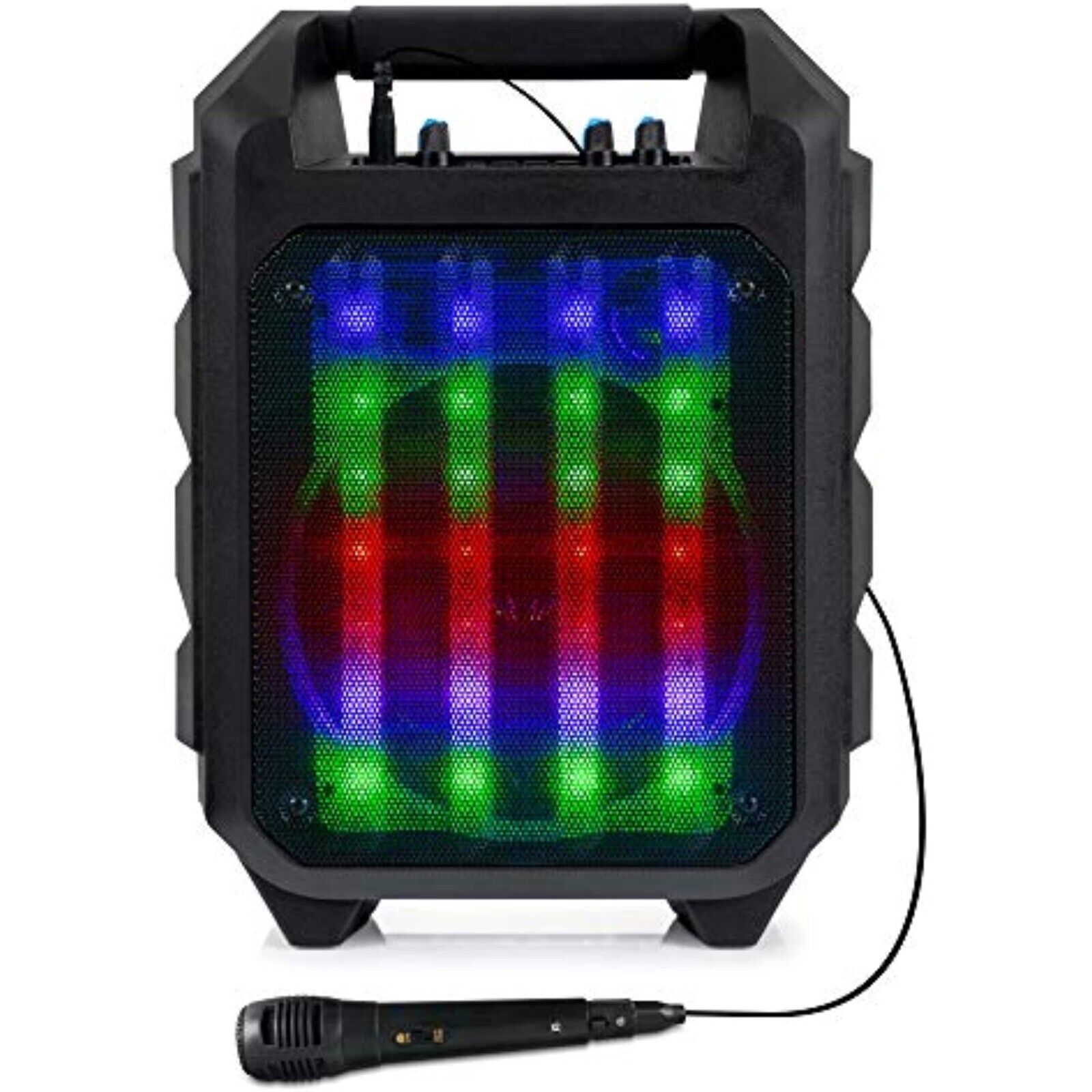 LED Outdoor Party Bluetooth Lautsprecher Radio Box USB SD AUX MP3 Mikrofon Akku