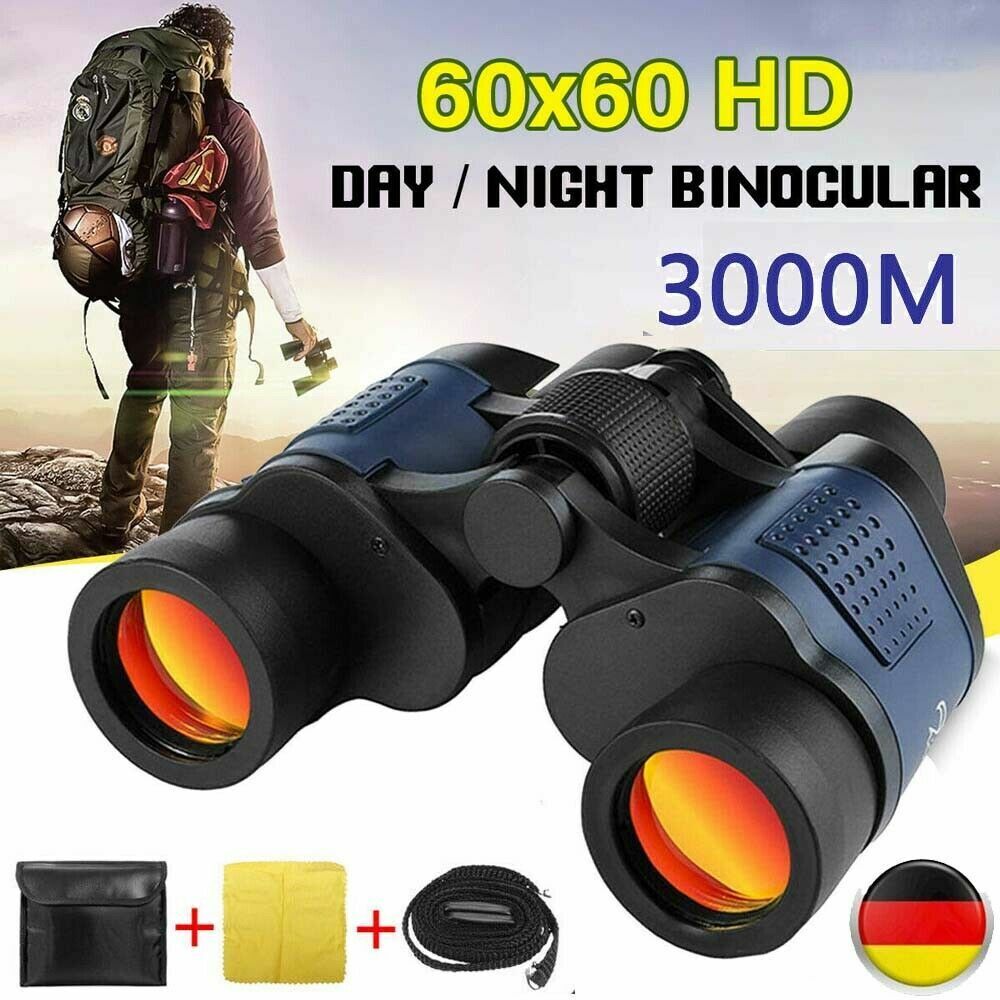 60x60 HD Fernglas mit Nachtsicht | 3000m Feldstecher für Jagd & Outdoor