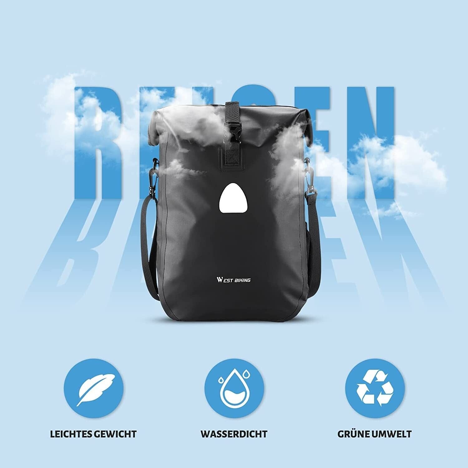 Bicycle bag waterproof single 18 liters wire black bicycle bag bike case