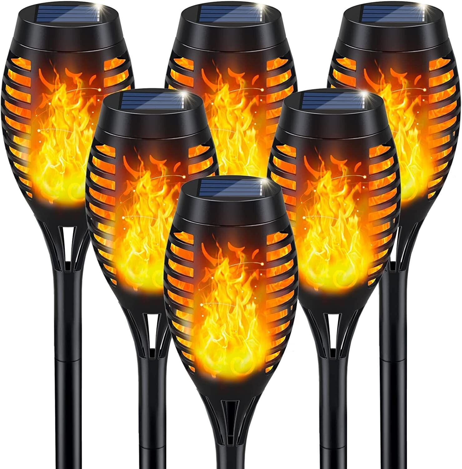 Solar lamps for outdoor garden, 6 pieces solar torches for outdoors flickering