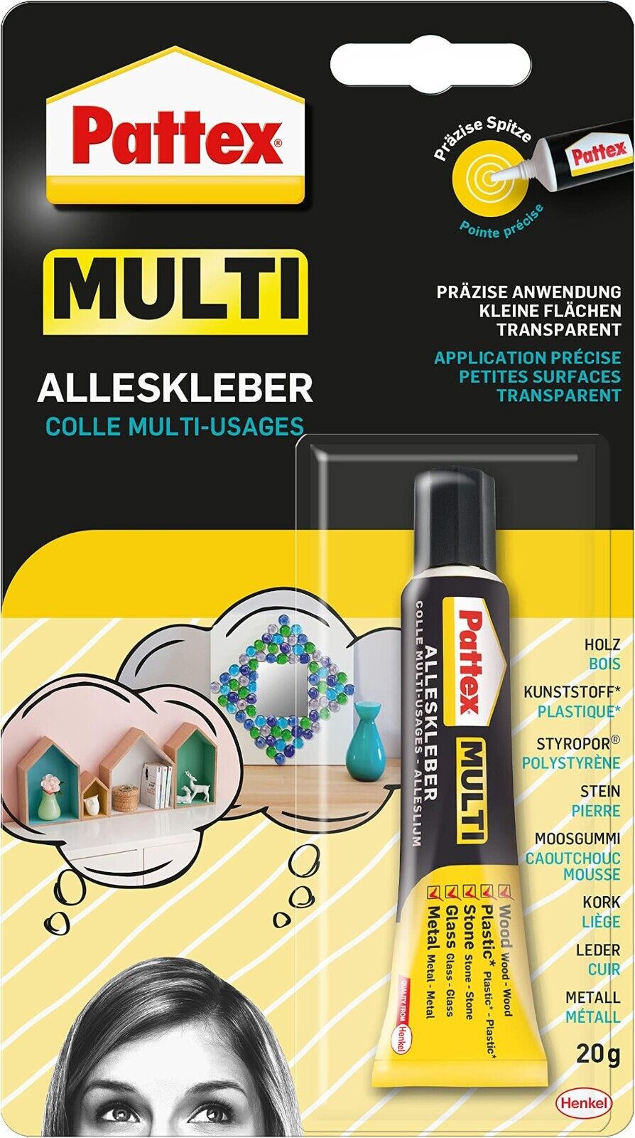 Pattex Multi All-Purpose Adhesive 20g precise application solvent-free transparent new