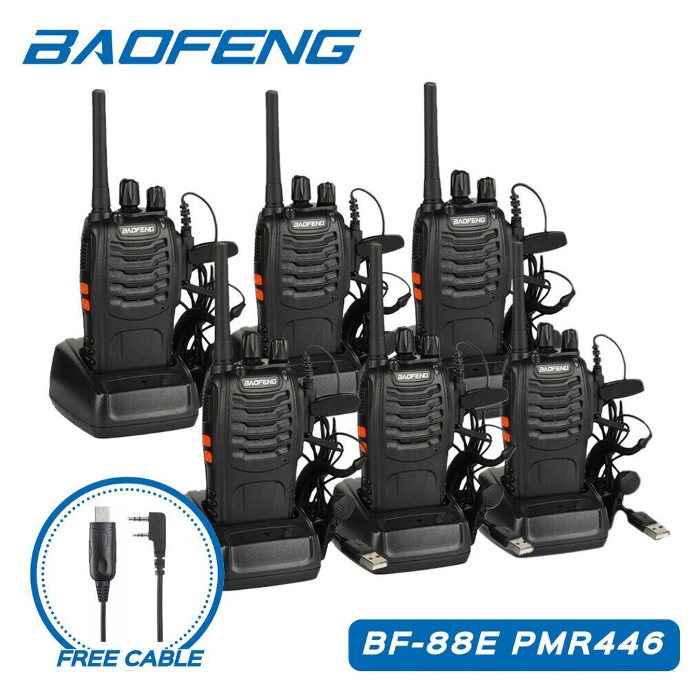 6pack BaoFeng BF-88E + cable PMR446 Walkie-Talkie handheld radio amateur radio DE
