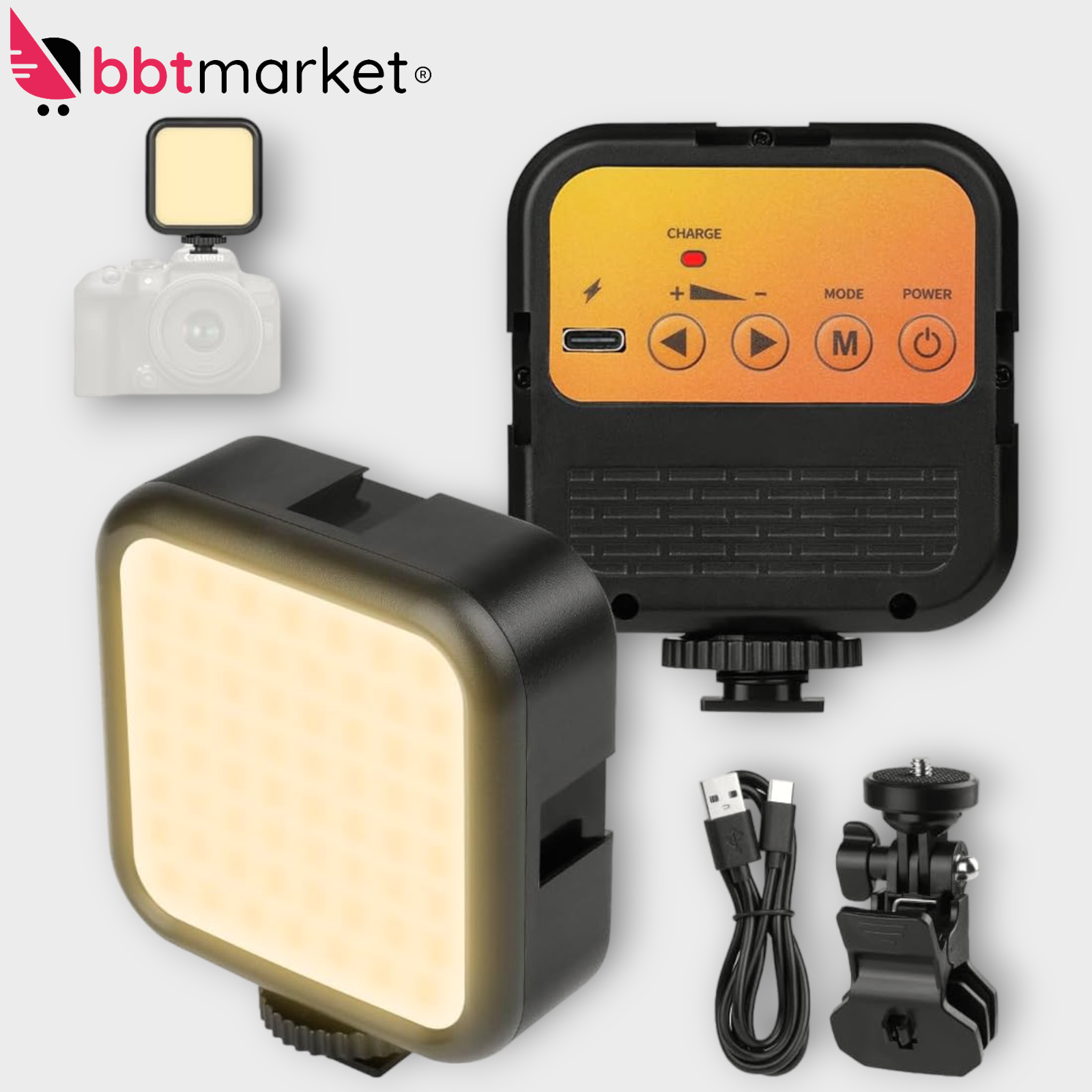 LED Kamera Video Handy Selfie Licht, 1800mAh Videoleuchte Mit Telefonclip Kamera