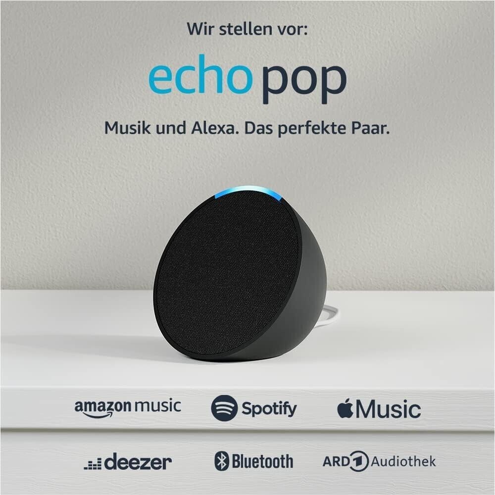 Amazon Echo Pop compact smart speaker Alexa music Bluetooth Wi-Fi - Black NEW