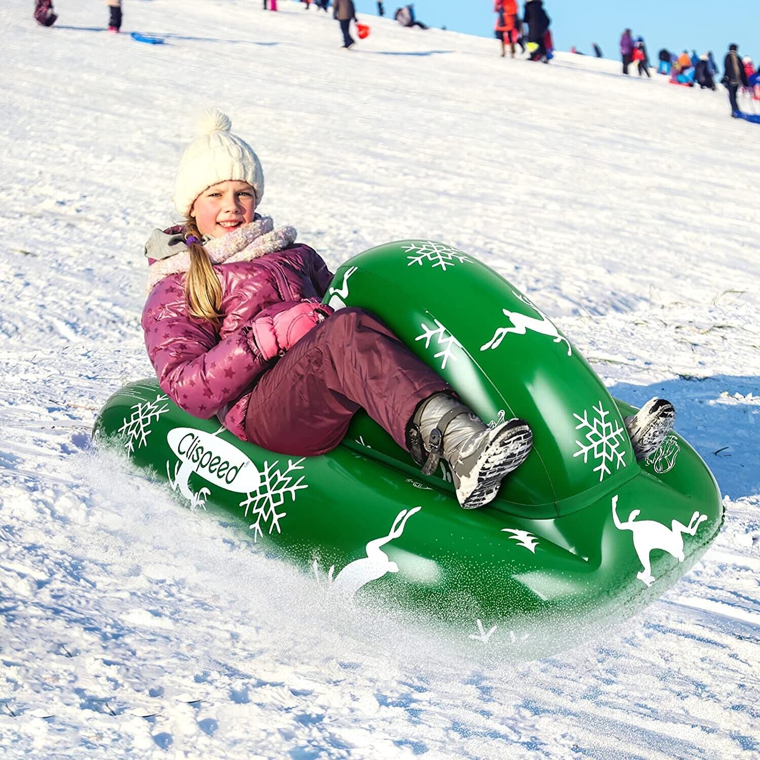 Schlitten Kinderschlitten Rodel Winter Schnee Aufblasbarer Schneespiel Griffen