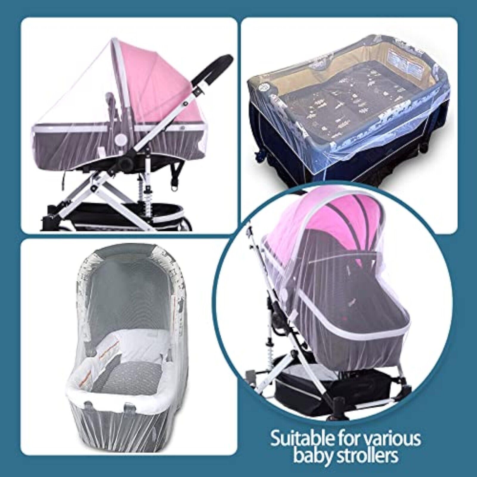 2x Universal Moskitonetz für Kinderwagen Buggy Insektenschutz Mückennetz Fliegen X001qcae4v