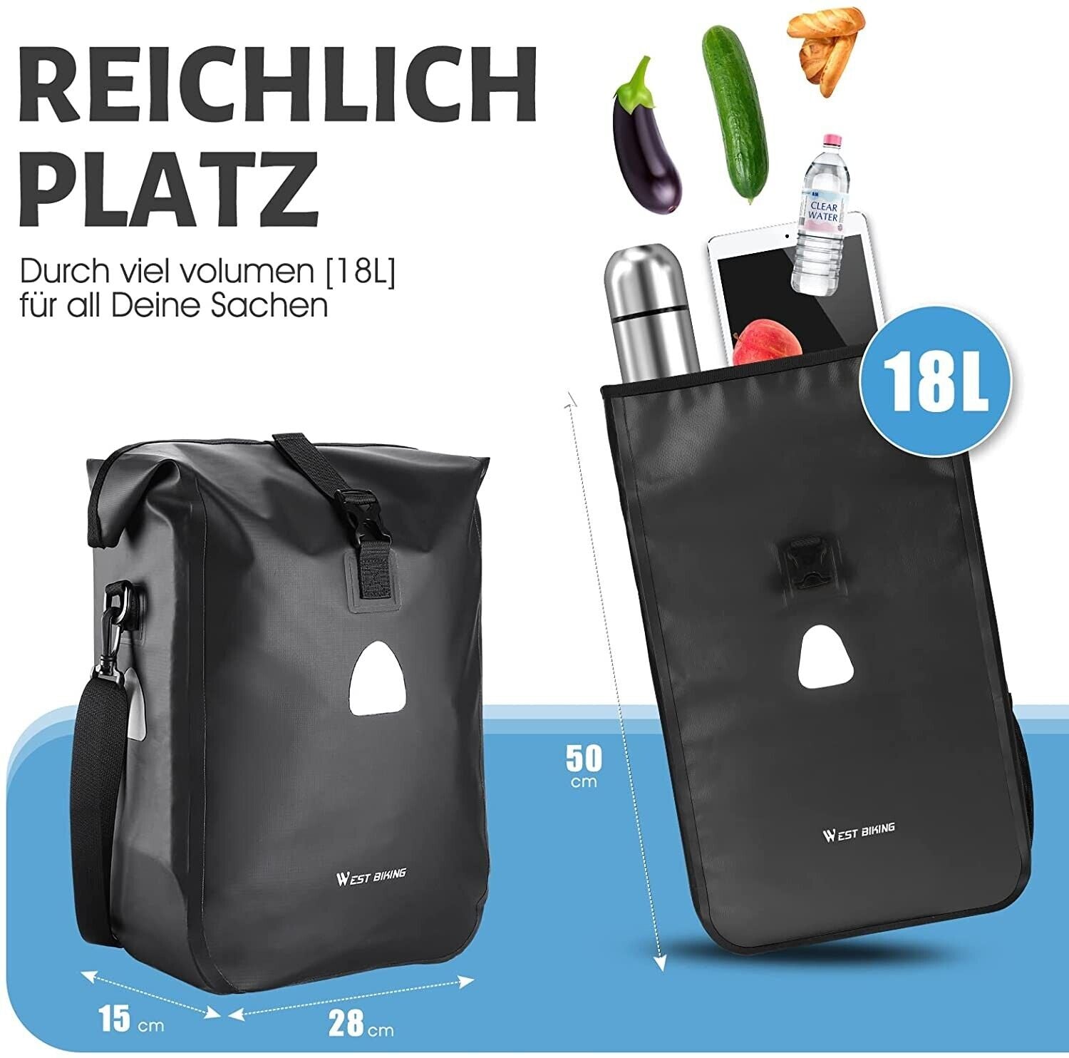 Bicycle bag waterproof single 18 liters wire black bicycle bag bike case