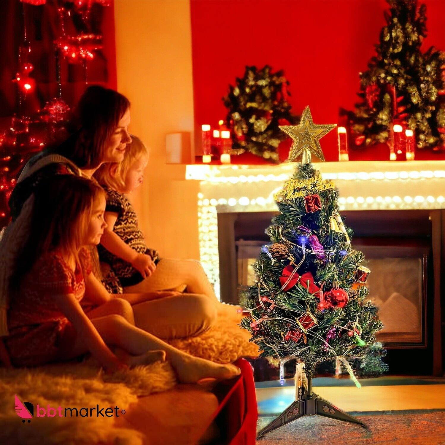 Mini Christmas tree table artificial fir tree small with LED lights NEW