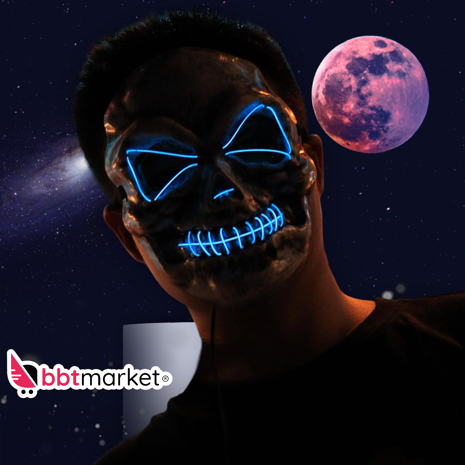 LED Mask The Purge Helloween Carnival Rave Party, with light effects Helloween Zombi Party