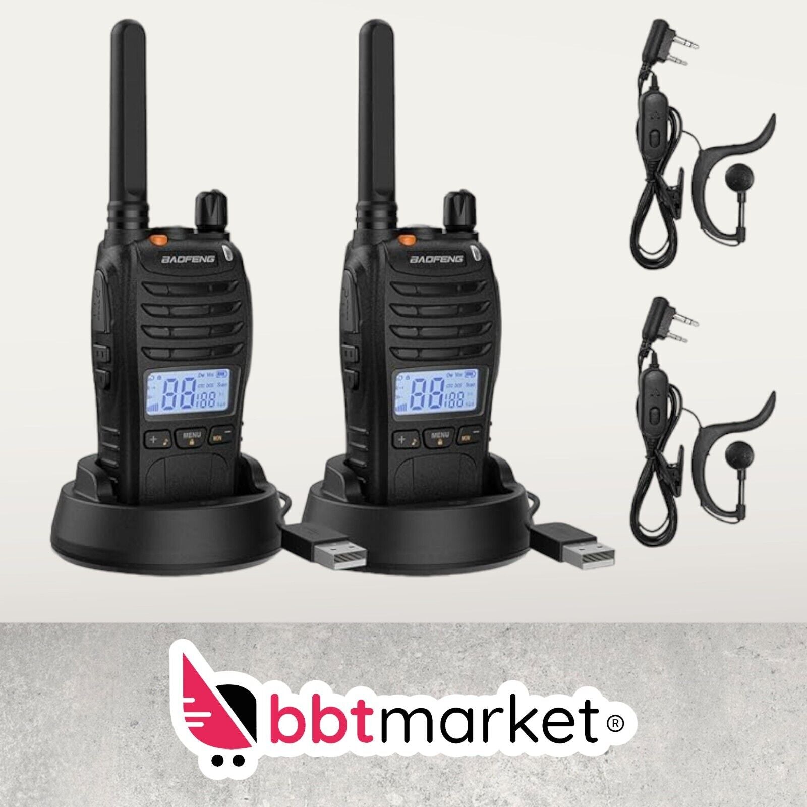 Walkie Talkie, Improved Rechargeable License-Free Two-Way Radios LCD Display
