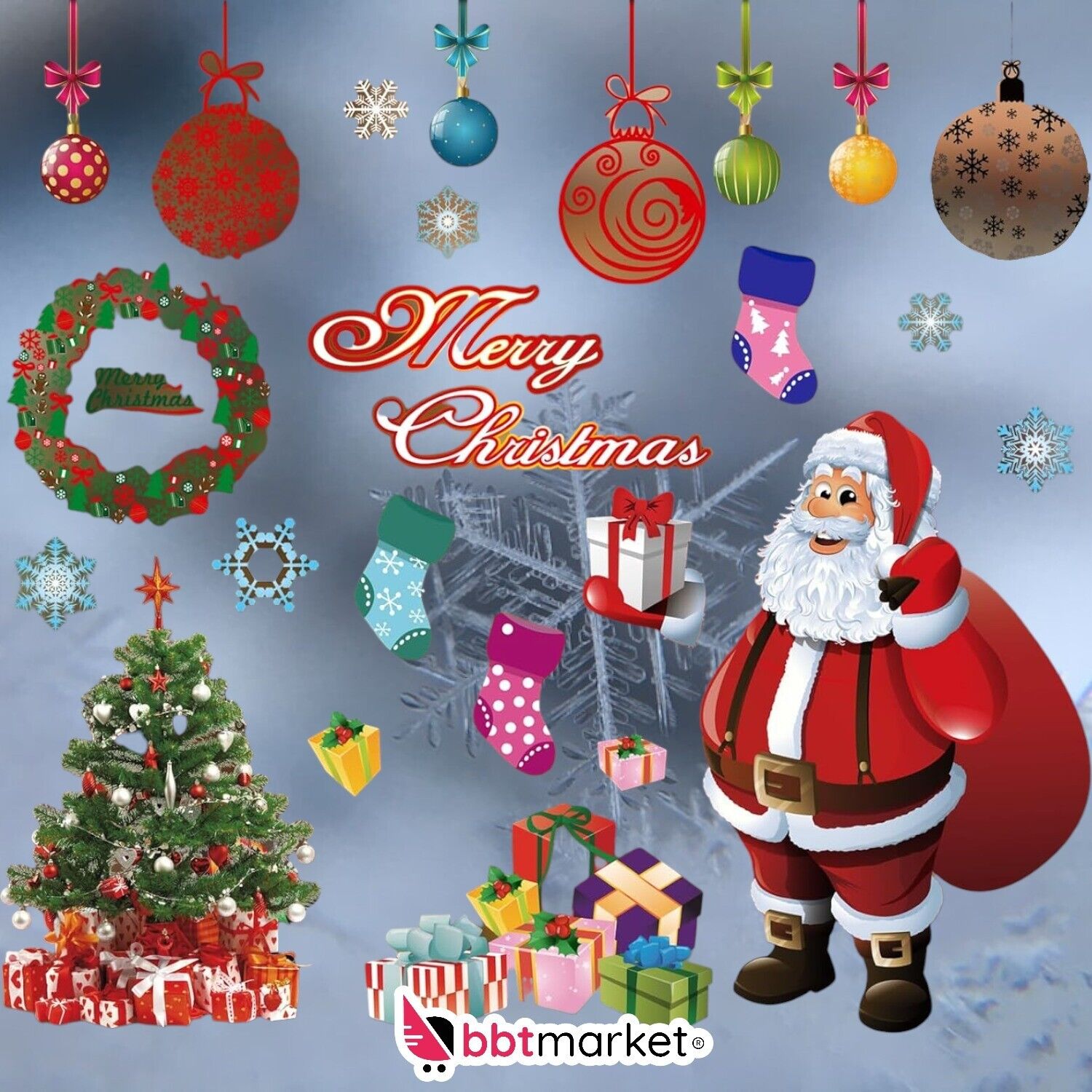 Fensterbilder Weihnachten Selbstklebend, 4 Stück 90*30cm Weihnachtsdeko Fenster