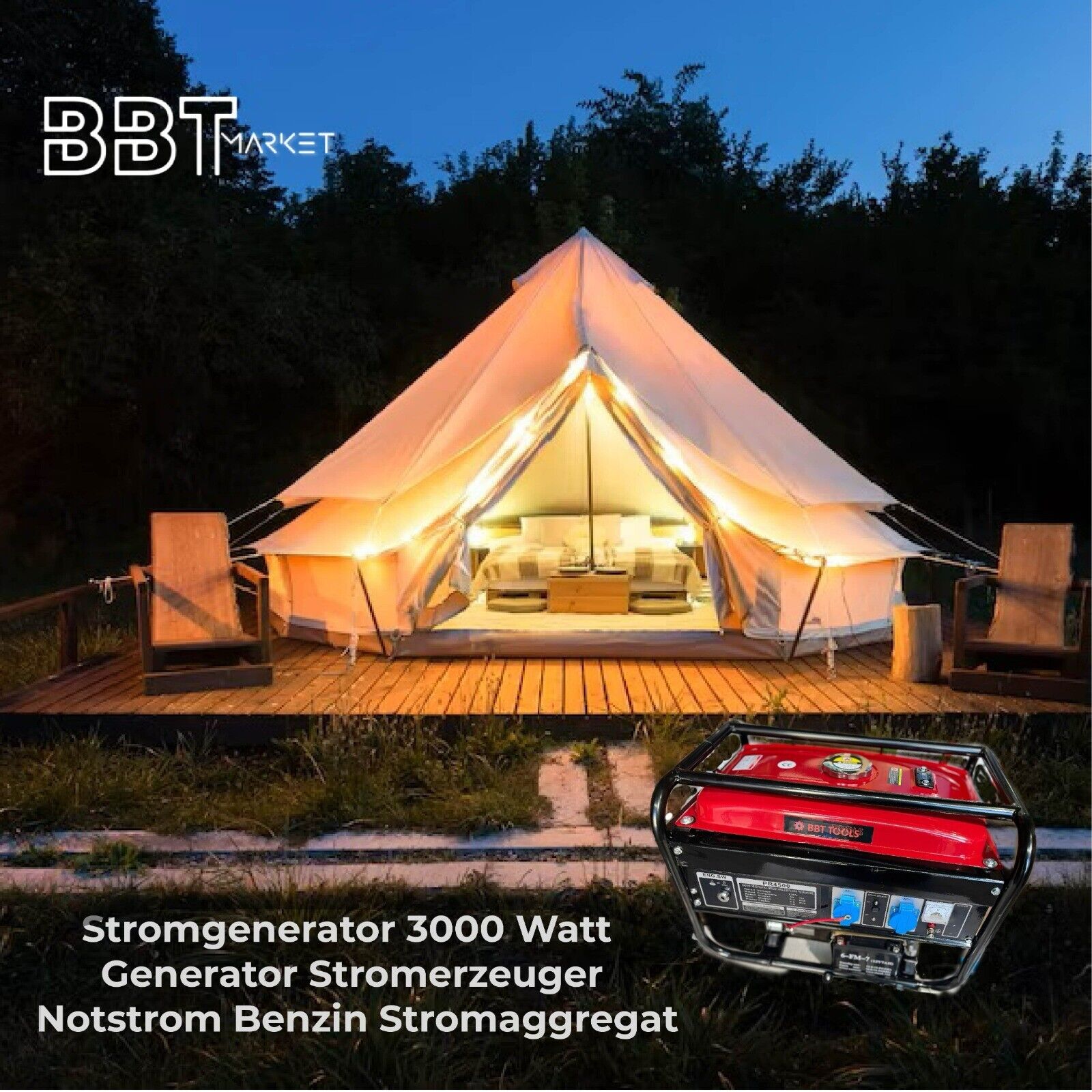 Stromgenerator 3000 Watt Generator Stromerzeuger Notstrom Benzin Stromaggregat