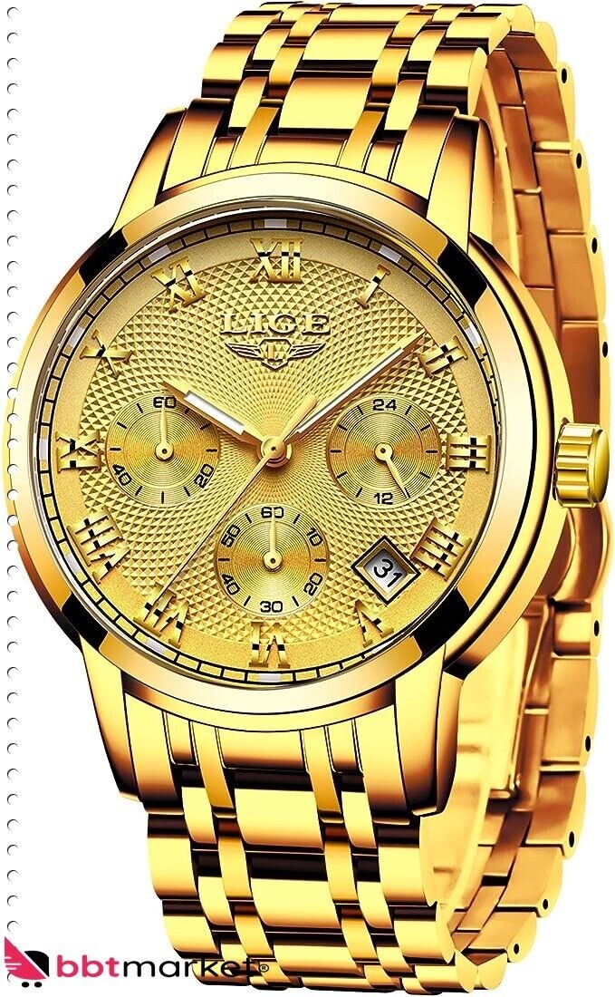 Herren Uhren Sport Wasserdicht Edelstahl Analoger Quarz Chronograph Kalender