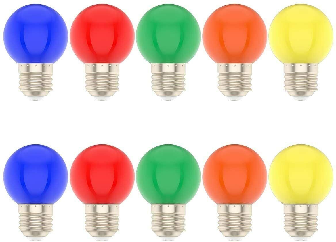 10er Pack LED Glühbirnen E27 – Farbige 1W Lampen für Party, Weihnachten & Deko