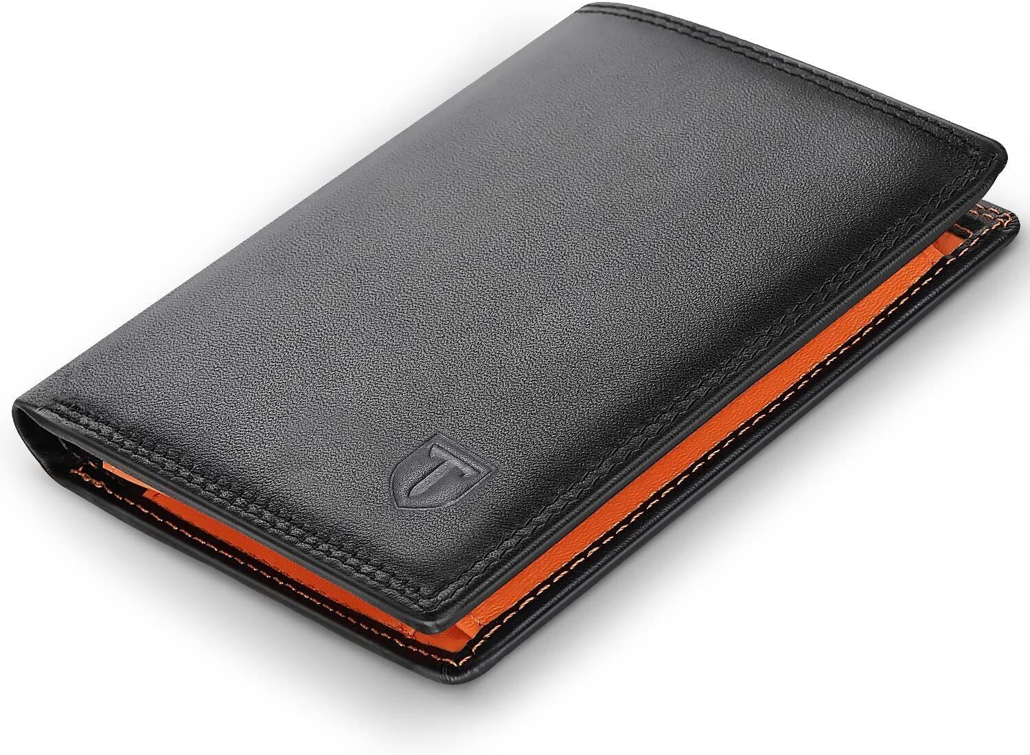 Men's wallet made of genuine leather. Men's wallet in portrait format with RF