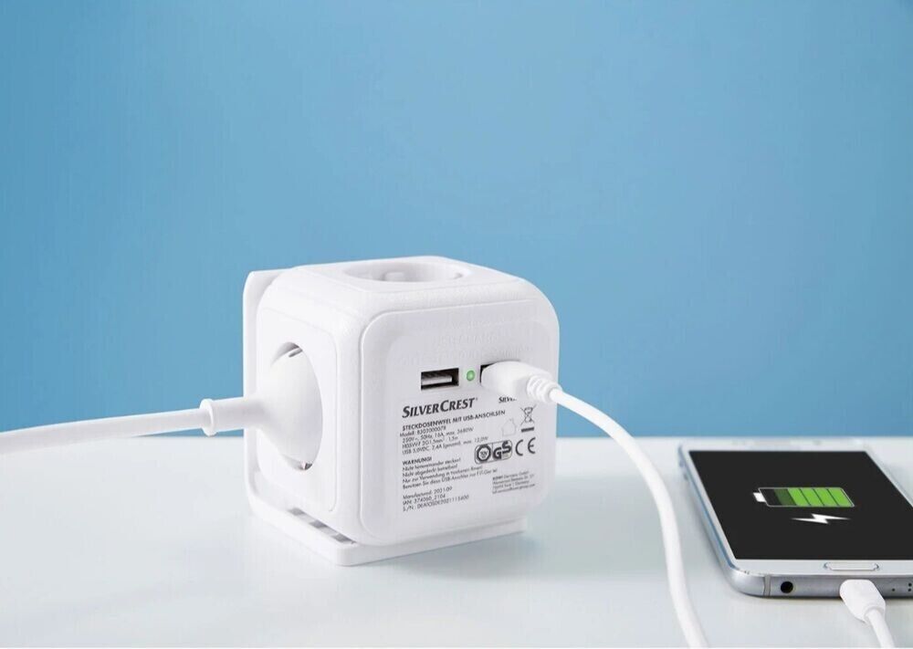 USB Steckdose Würfel Steckdosenleiste Mehrfachsteckdose Mehrfachstecker Stecker