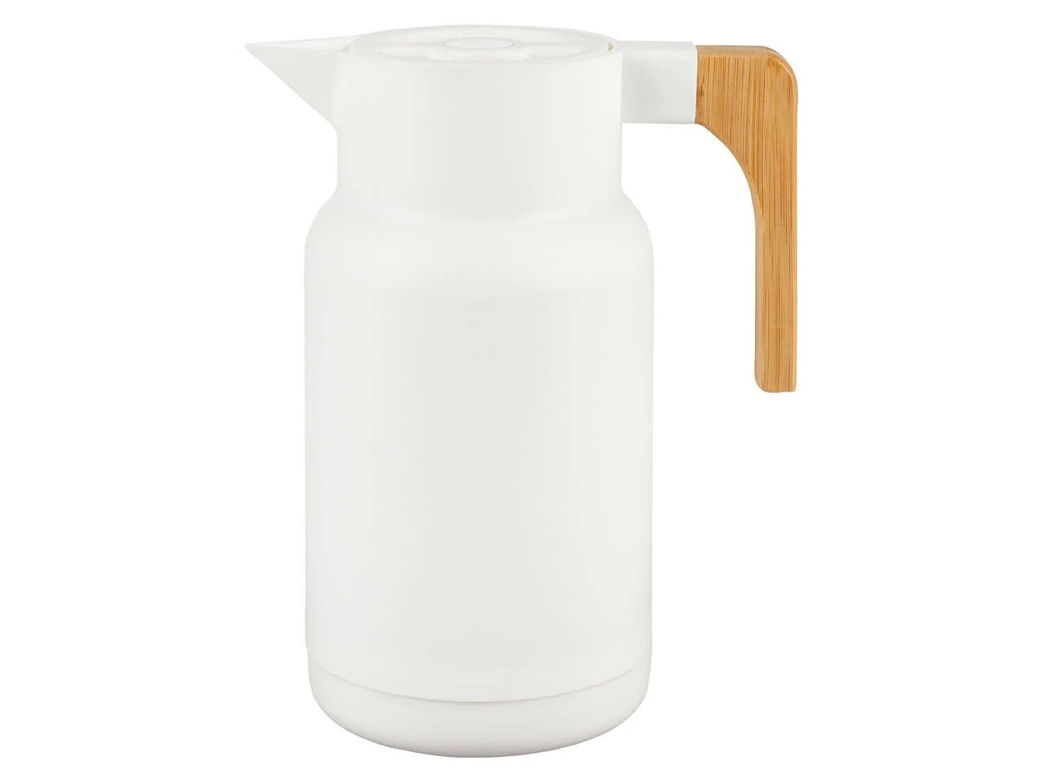 ERNESTO insulated jug, with wooden handle white thermos flask 1 L white new