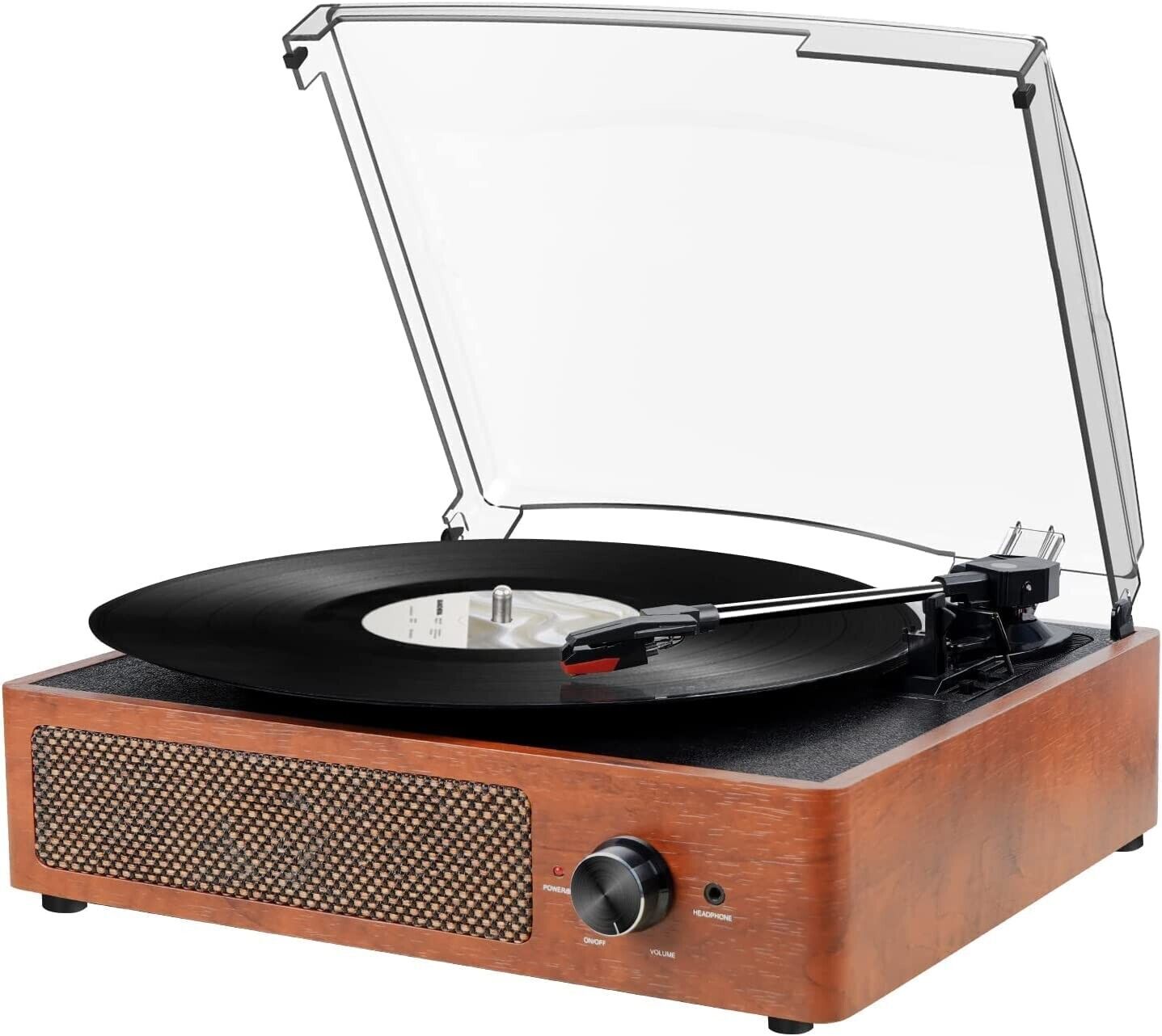 Bluetooth Vinyl Plattenspieler mit Lautsprechern – Retro Schallplattenspieler mit 3 Geschwindigkeiten & AUX/RCA