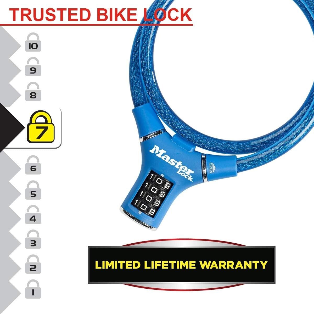 Fahrradschloss 90cm Stahlkabel Zahlenschloss Kabelschloss Wetterfest Blau NEU