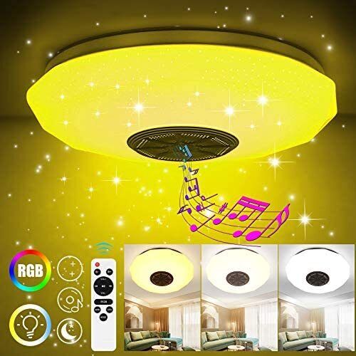 36W Dimmable LED Ceiling Lights with Remote Control Bluetooth 4 Speaker Lamp