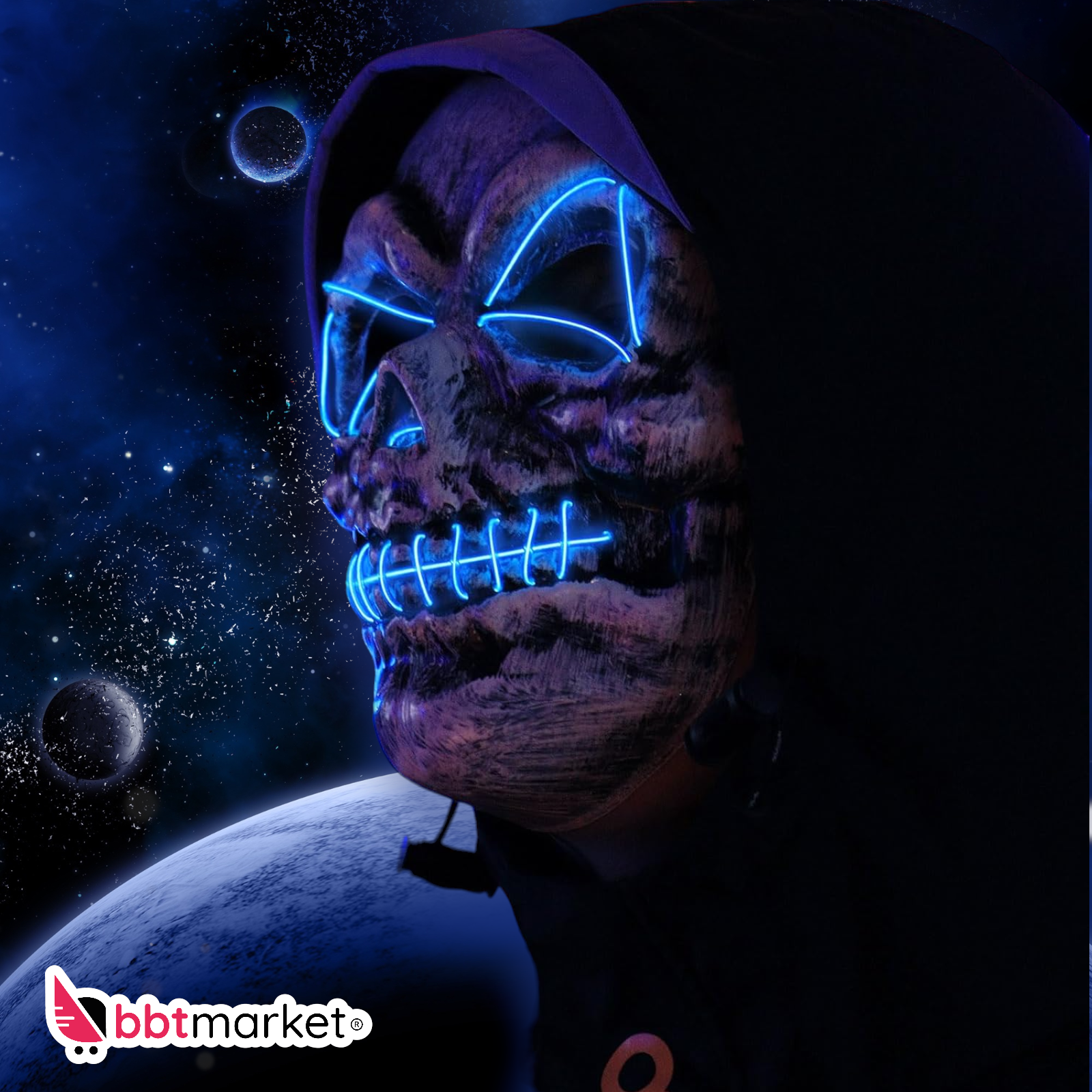 LED Mask The Purge Helloween Carnival Rave Party, with light effects Helloween Zombi Party