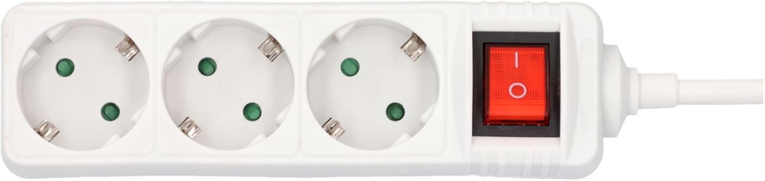 UNITEC 3-fach Steckdosenleiste mit Schalter – 1,4m Kabel, 3680W, IP20, Weiß
