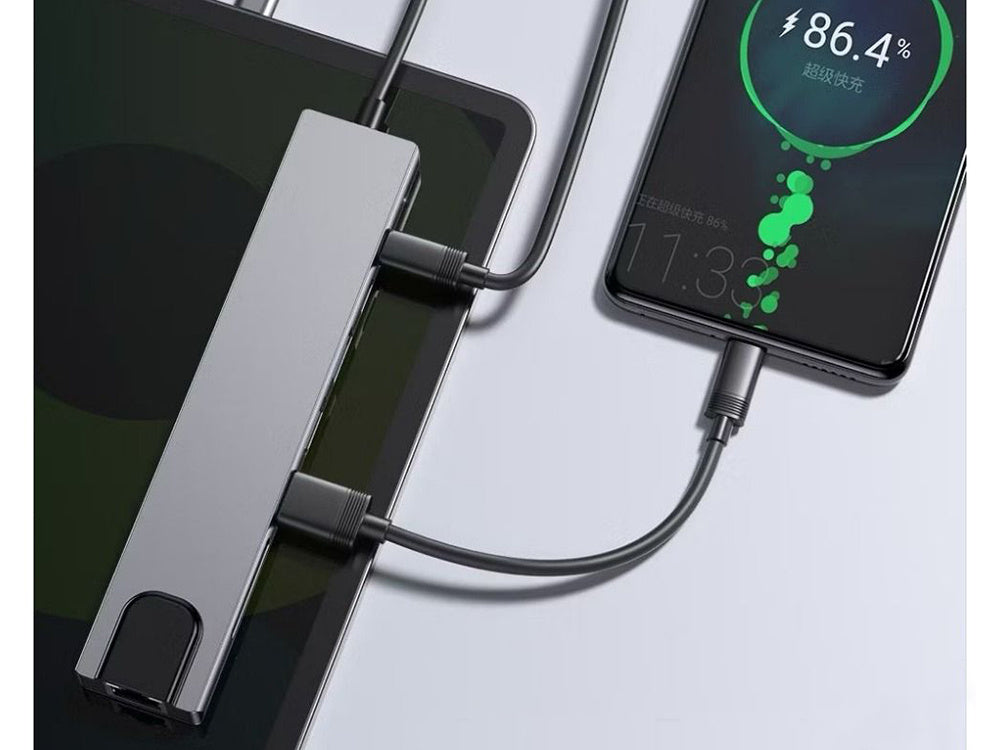 USB-C Hub 8-in-1 Adapter – Thunderbolt 3, HDMI 4K, Ethernet RJ45, SD/TF, USB & USB-C