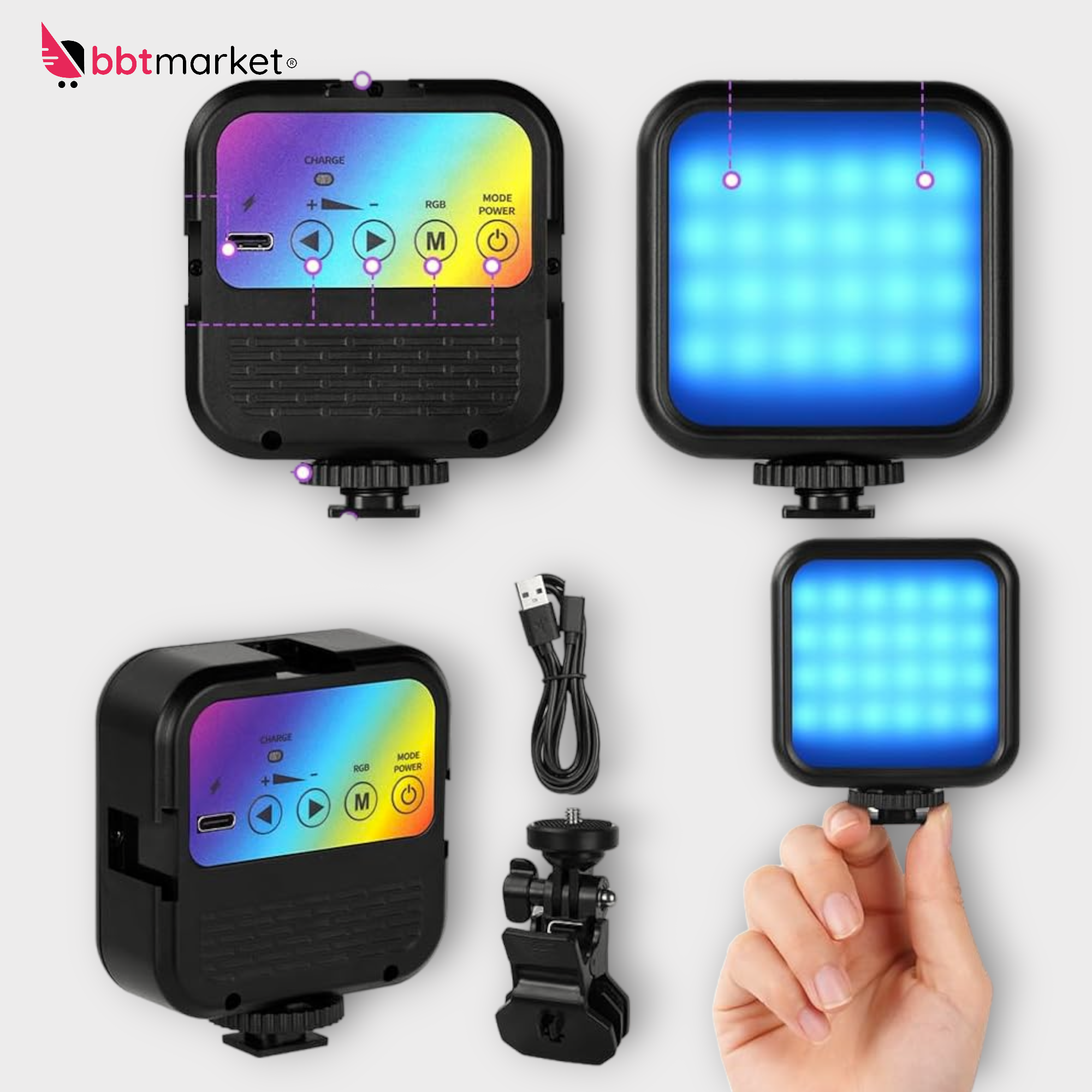 Videoleuchte Kamera Studio Leds Camcorder Laptop Lampe Videokonferenz RGB 1800mah