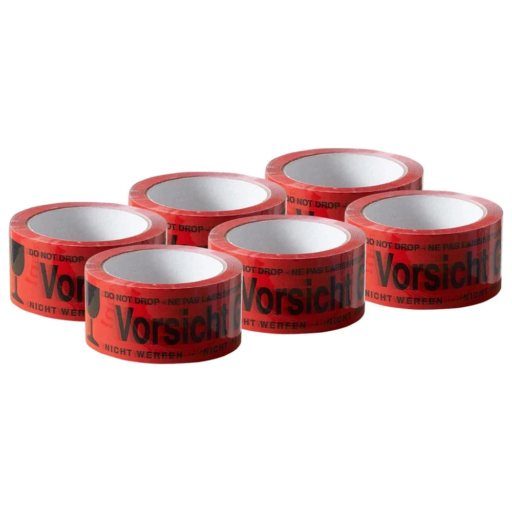 Vorsicht Glas Klebeband 48mm x 66m Warnband Paketband PP Rot Versand Packband