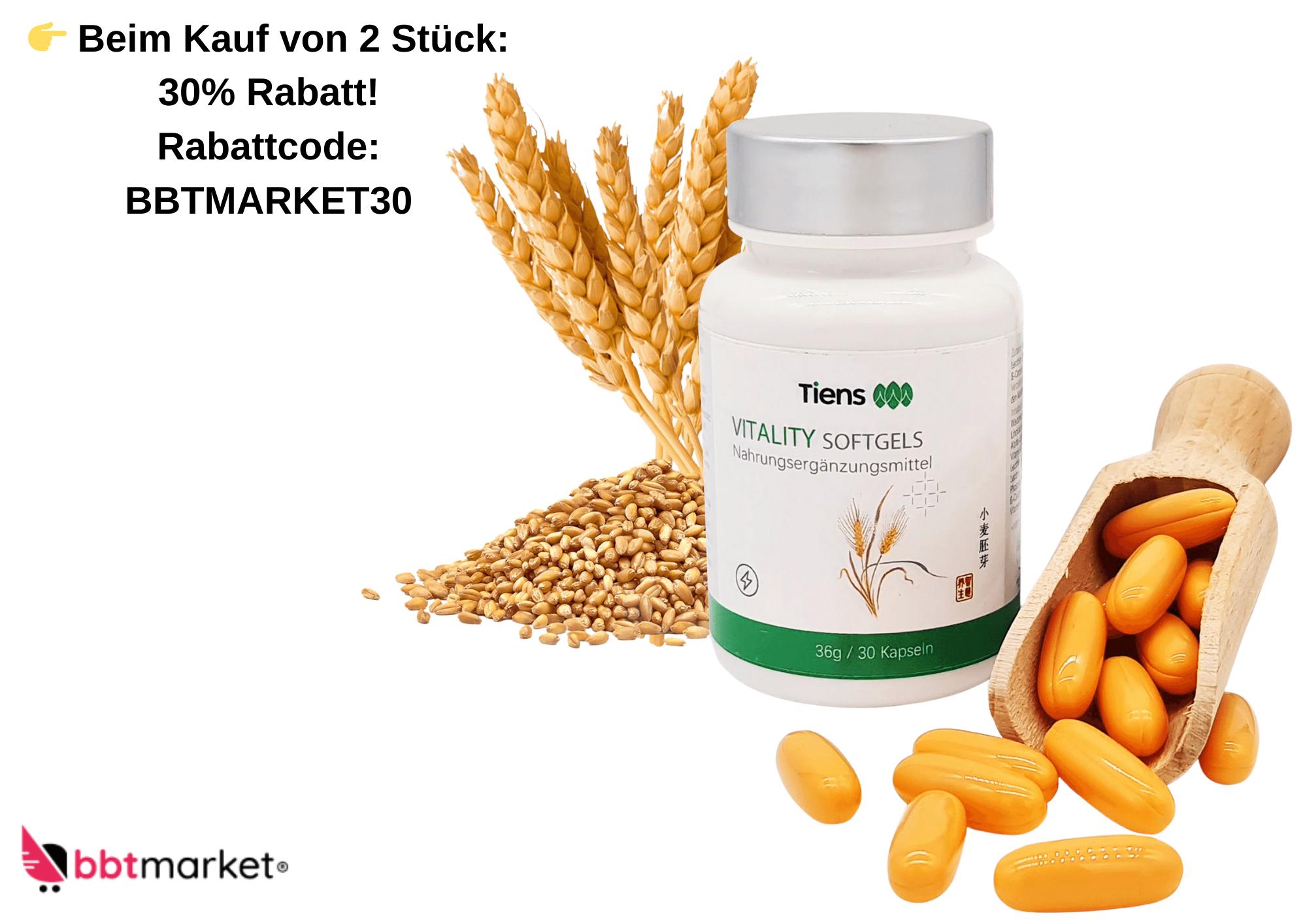 Tiens Vitality Softgels with cold-pressed wheat germ oil Omega-3 Vitamin E