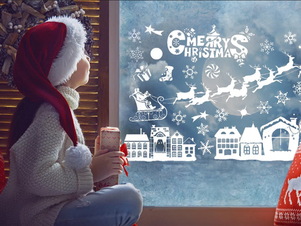 Weihnachtsaufkleber Fensteraufkleber Fenster Weihnachten Schneeflocken Weiß