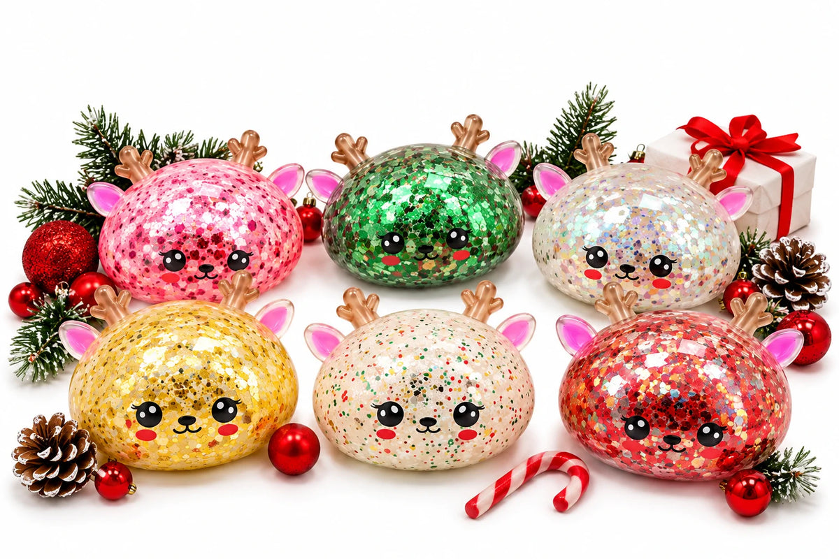 Weihnachts Squishy Dumpling Glitzer Fidget Toy Kinder 3+ Geschenk Anti Stress