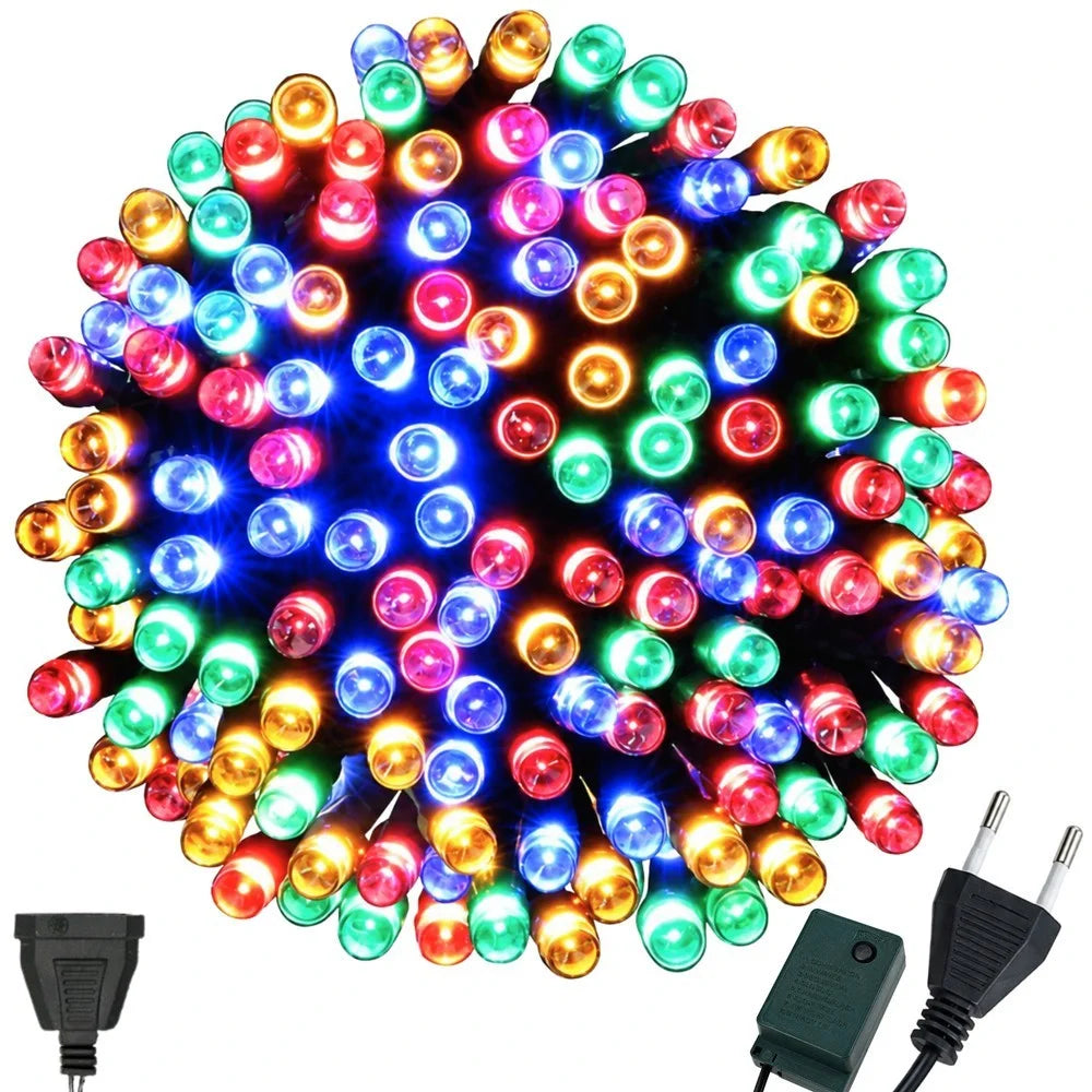Weihnachtsbeleuchtung 200 LED Bunt 8 Modi Lichterkette Innen Verbindbar