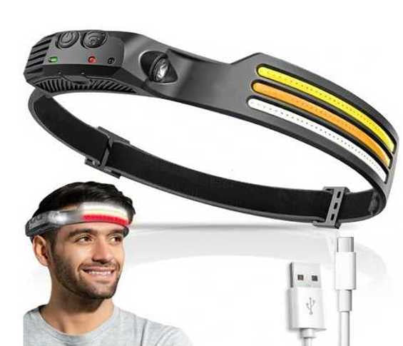 Wiederaufladbare Multifunktions LED-Stirnlampe mit weißen & roten LEDs Outdoor