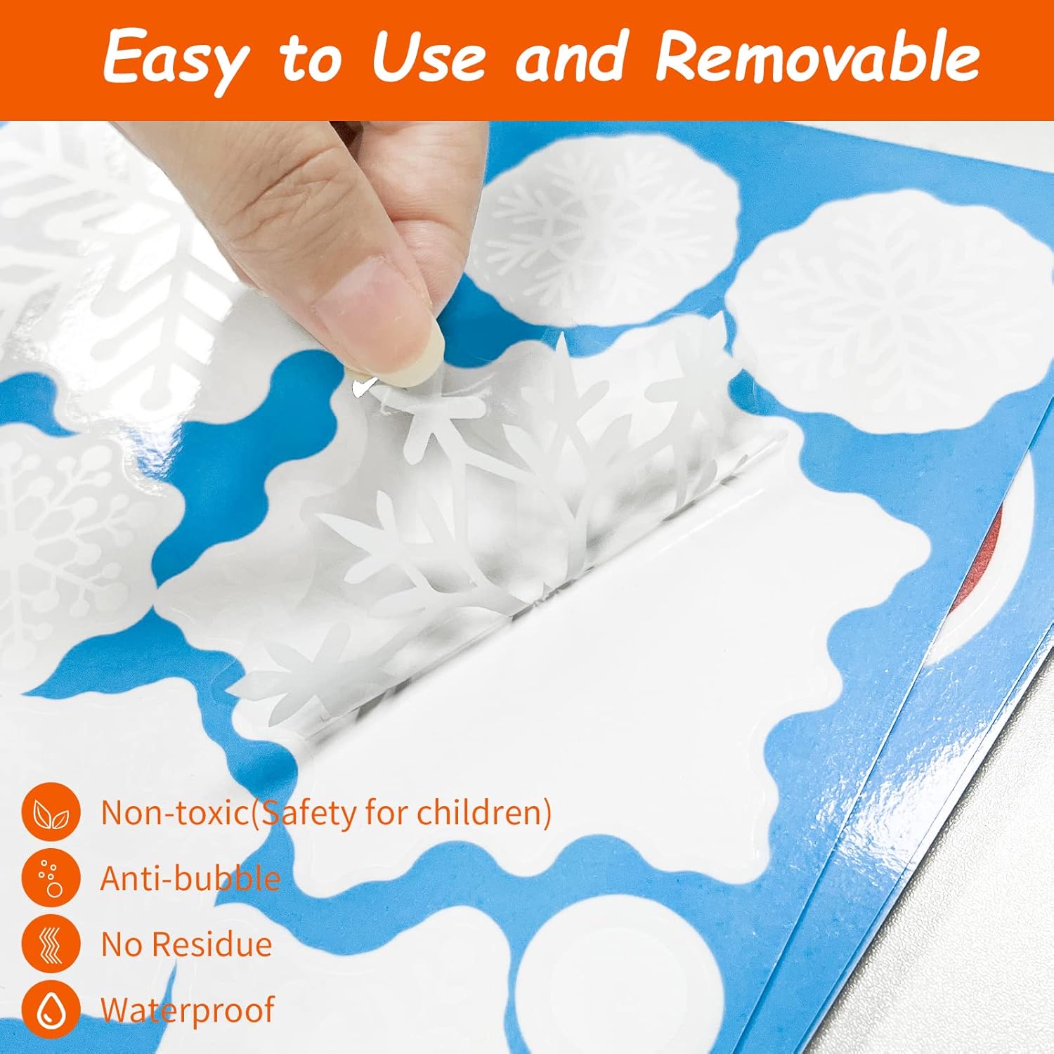 Weihnachten Fensterbilder – Selbstklebende PVC Fenstersticker, 176-teilig, Weiß & Rot, Wiederverwendbar