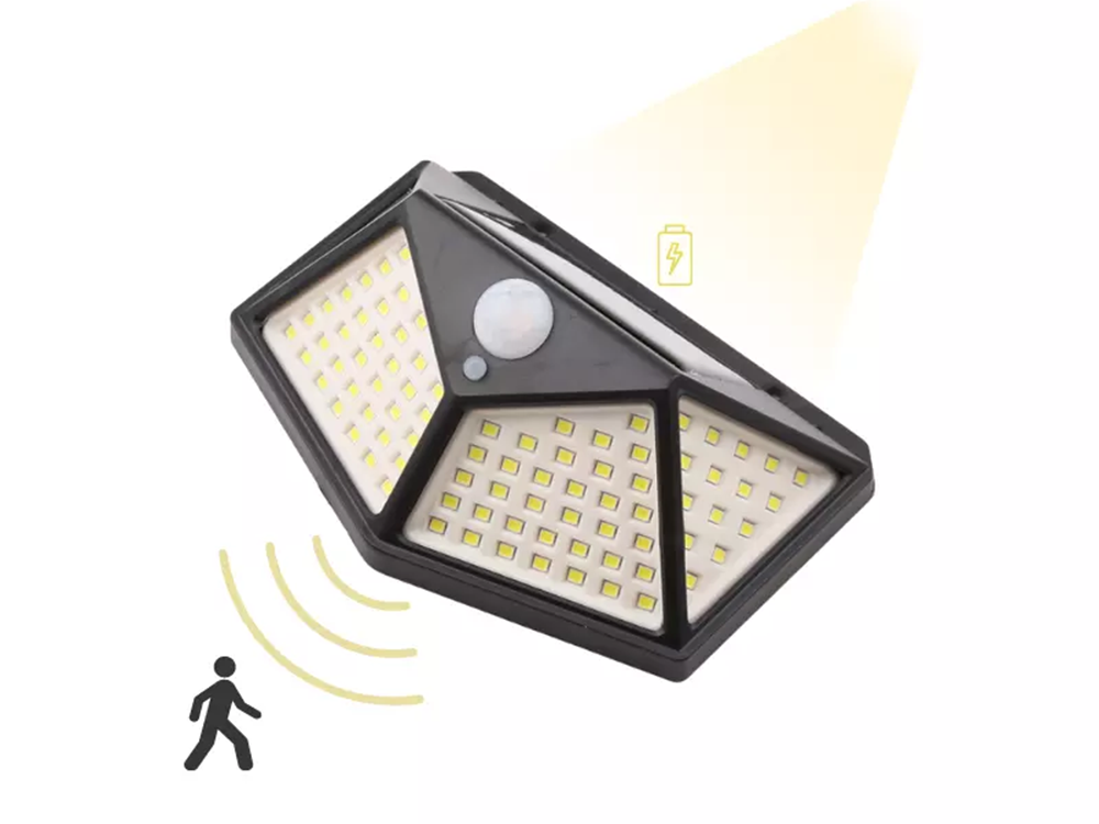 100 LED Solarleuchte mit Bewegungsmelder – Außen Solar Strahler mit Sensor