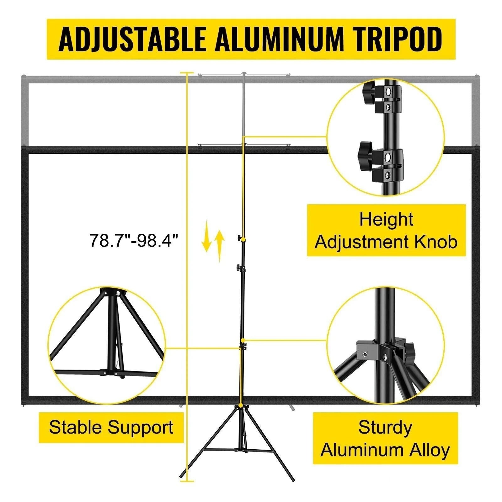100 Zoll Beamer Leinwand mit Stativ 16:9 – Tragbare 4K HD Projektionsleinwand für Heimkino, Outdoor Kino, Camping und Präsentationen