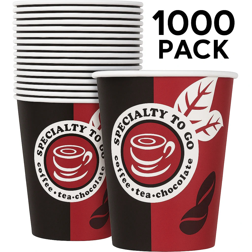 1000 Pappbecher 200 ml 8oz – Einweg Kaffee To Go Becher für Gastronomie Büro Events