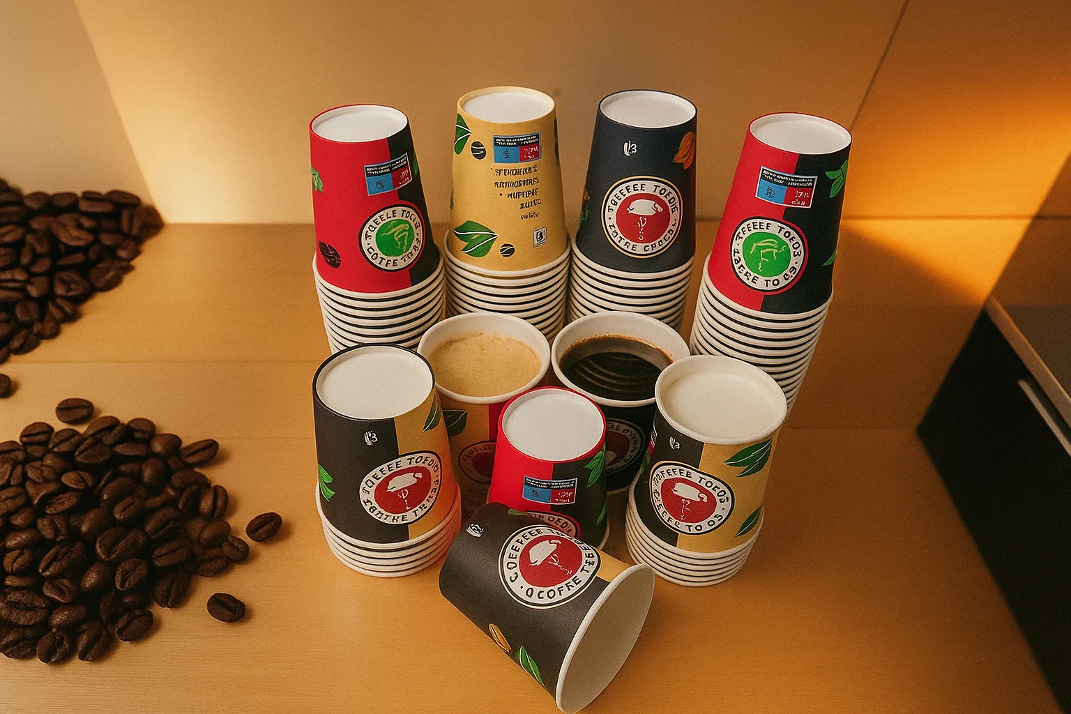 1000 Pappbecher 200 ml 8oz – Einweg Kaffee To Go Becher für Gastronomie Büro Events