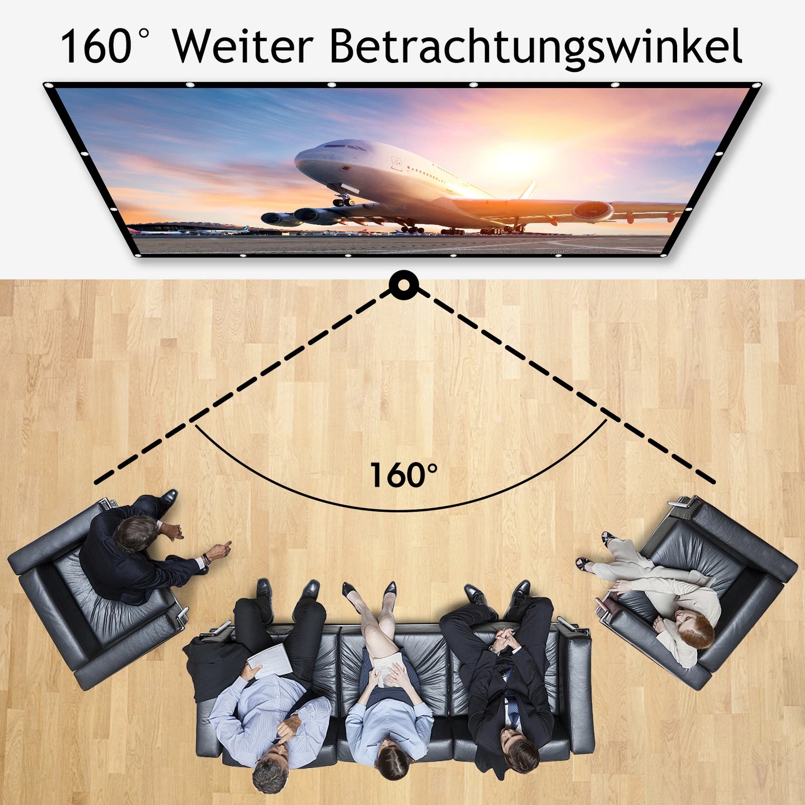 100" Projector Screen Foldable Projector Screen 16:9 HD + Hook