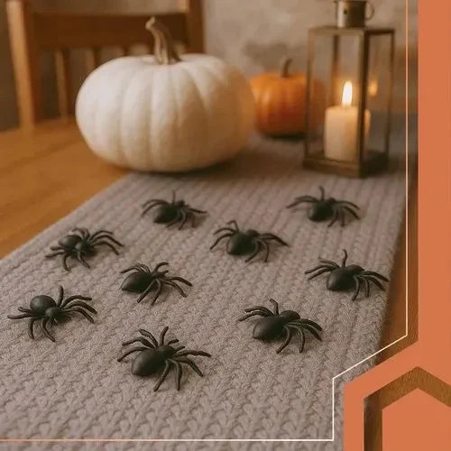 10x Halloween Spinnen Deko Schwarz 3cm Kunststoff Gruseldeko Horror Party